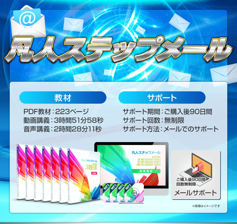 教材PDF教材:217ページ動画講義:3時間51分58秒音声講義:2時間28分11秒サポートサポート期間:ご購入後90日間サポート回数:無制限サポート方法:メールでのサポート